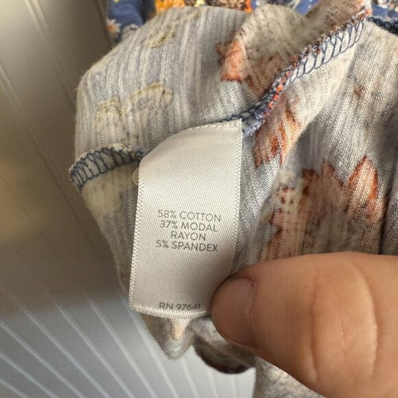 J. Jill Blue Floral Short Sleeve Tie Belt Knee Length Dress K9 - Picture 9 of 9